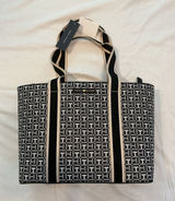 Tommy Hilfiger Black & Cream Jacquard Logo Tote Photo 0