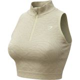 Gymshark Adapt Animal Seamless 1/2 Zip Crop Top Yellow Sage Medium Photo 0