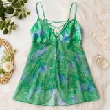 Vintage 90s‎ Y2K Secret Treasures Babydoll Chemise Women S Lace Up Sheer Chiffon Photo 0