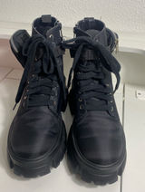 Steve Madden Black Combat Moto Boots with Lace-Up Front Size 8 Photo 0