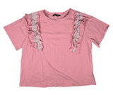 AFTER MARKET Pink Ruffle Front‎ T Shirt Made in USA Cotton Blend Top Size M Photo 0