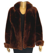 Vintage Julius Lewis Memphis Faux Fur Jacket Brown Shawl Collar Coat‎ Womens Photo 0