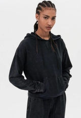 Splits59 Black Mineral Wash French‎ Terry Pullover Hoodie Sweater Womens Size XS Photo 0