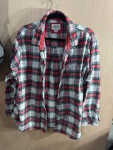 Women’s American Eagle Outfitters Red and White Plaid Button-Down Shirt Large Photo 0