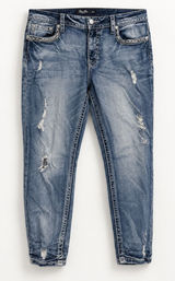 Miss Me Womens Mid Rise Ankle Skinny Distressed Embellished Jeans 34 E3498AK3A Photo 0