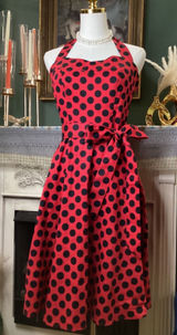 Topdress Red Black Polka Dot Halter Rockabilly Swing Dress Medium Photo 0