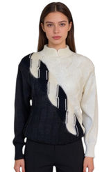 Ginenne Vintage Black/Cream Rhinestone Sweater Size S Photo 0