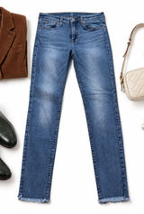 7 For All Mankind Women’s 28 Ankle Gwenevere Skinny Crop Jeans Frayed Hem Blue Photo 0