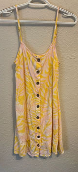 Billabong Yellow and Pink Tropical Button-Front Sundress Photo 0