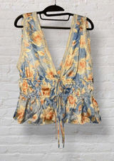 WAYF New Lace TrimTie Front Top Coquette Festival Boho Y2K L Photo 0