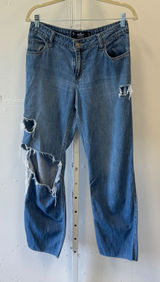 Hollister Low-Rise Dad Jean 5L W27 L33 Blue Distressed Denim 100% Cotton Photo 0