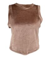 Skims‎ Velour Tank Top Size Large Velvet Sleeveless Cropped Brown Tan Stretch Photo 0