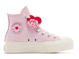 CONVERSE Chuck Taylor all star lift hi top pink hearts shoes sneakers sz 9 new Photo 0