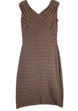 Adrianna Pepell Brown Tier V-Neck Occasion Dress Sz 12 Photo 0