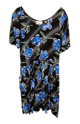 Vintage 90s Mangos & Salsa Blue Floral Drop Waist Dress Photo 0