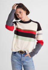 Madewell Merino Wool Raglan-Sleeve Sweater in Color-Block stripe Size XS NEW Photo 0