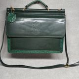 Belle Rose Vintage Satchel Briefcase Handbag Dark Forest‎ Green Messenger Bag Photo 0