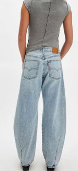 Levi's NWT Baggy Dad Barrel Jeans with Crystal Embellishment Dazzle Me, 25 x 32 Photo 0