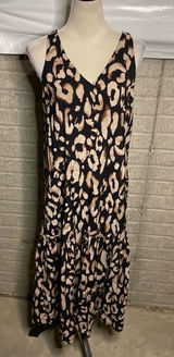 H&M Womens Animal Print V Neck Tiered‎ Flounce Dress Size Small Photo 0