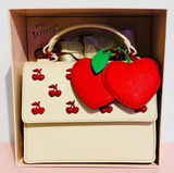 🍒👜BETSEY JOHNSON Cherry Top Handle Crossbody with Cherry Charm Chalk (Cream) Red Photo 0