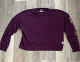 Carhartt Tencel Sweatshirt Womens Large Burgundy Loose Fit Cropped Sleeve Logo Photo 0