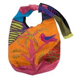 Kathmandu Imports Bag Womens OS Multicolor Embroidered Bird Hobo Sling Cotton Photo 0