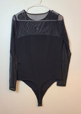 Abercrombie Fitch Bodysuit Wm Large Black Mesh Sheer Whimsi Goth Corpgoth Grunge Photo 0