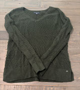 American Eagle Women’s Small Forest Green Textured V-Neck Knit Sweater Photo 0