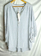 Jane + Delancey 5 Button Henley Rayon Tunic Size 1X Stripes long Sleeve NWT Photo 0