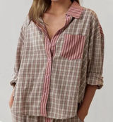 Urban Outfitters Out From Under Button Down Plaid‎ Striped Top Small Photo 0