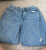 Baggy Jeans Wide Leg Cotton On Super Baggy Light Wash Distressed Denim Size 28 Photo 0