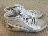 Golden Goose White Suede & Leather High-Top Sneakers with Gold Star Photo 0