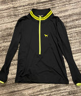 black Victoria's Secret PINK running shirt neon yellow 1/4 zip closure size L Photo 0