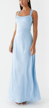 Peppermayo Light Blue Odette Satin Maxi dress Photo 0