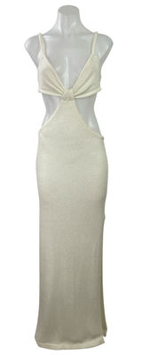 12th Tribe Women's Cream Sleeveless Knit Twisted Knot Slit Cutouts Maxi Dress S Photo 0