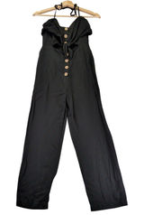 Majorelle‎ Black Tencel Linen Blend Halter Cut-Out Wide Leg Jumpsuit XXS Photo 0