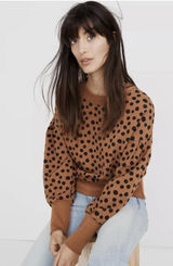 Madewell Pleated-Sleeve Leopard Dot Cropped sweatshirt, size XS Photo 0