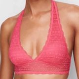 Victoria's Secret Women's Size Medium Lace Bralette Halter Cameilla Rose Pink Photo 0