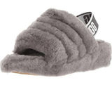 Ugg Sz 7 Oh Yeah Fluffy Double Strap Flat Slippers Slides Sandals in Grey Photo 0