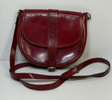 Ann Taylor Vintage Burgundy Leather‎ Saddle Bag Crossbody Made in Italy Classic Photo 0