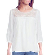 Anthropologie Fig And Flower Gauzy Top White Size XL Boho Cottagecore Coastal Photo 0