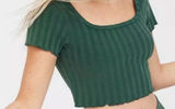 Aerie Offline Green Ribbed Square Neck Crop Top Lettuce Hem Photo 0
