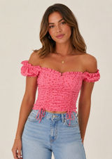 Tiger Mist Pink Ruched Puff Sleeve Crop Top XS Y2K Cottagecore Ruffle Cute Photo 0