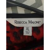 Rebecca Malone Red Animal‑Print Long‑Sleeve Blouse – Size XL Photo 0