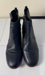 Tory Burch Leather Ankle Booties Women Size 8 Black Block Heel‎ Minimalist Chic Photo 0