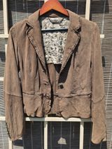 Elie Tahari Real Suede Blazer Jacket Brown Small Photo 0