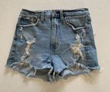 Abercrombie & Fitch High Rise Mom Shorts 26 / 2 Distressed Denim Cutoff Light Wa Photo 0