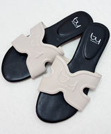 By Byblos Logo Cutout Slide Sandals - EU 39 - Cream Photo 0