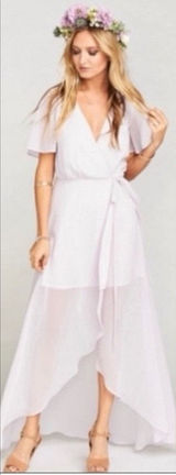 Show Me‎ Your Mumu Sophia Wrap Dress Lilac Lavender Flutter Sleeve Maxi Large Photo 0
