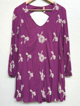 Free People Embroidered Mini Dress‎ V Neck Cutout Back Long Sleeve Pockets XS Photo 0